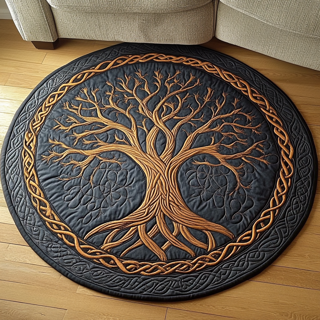 Amber Branches Quilted Round Mat NCU0NT3461