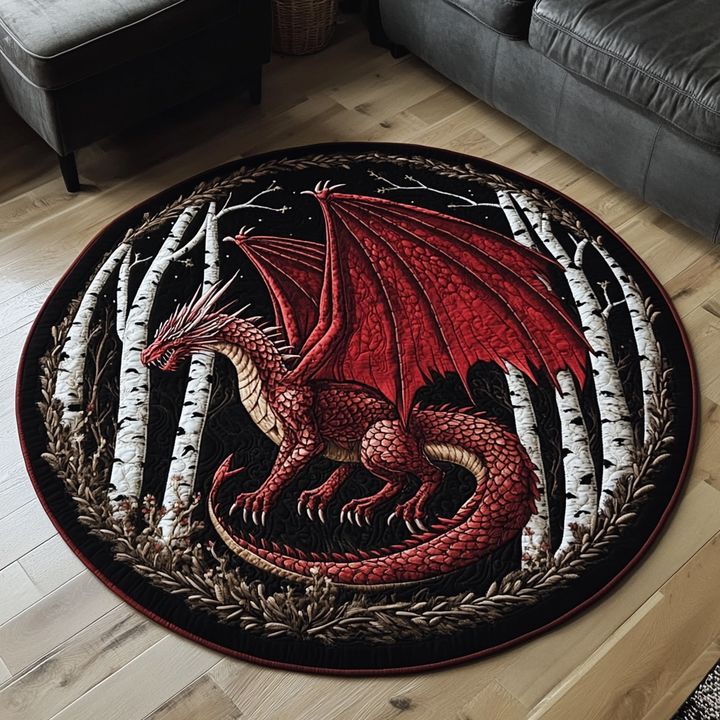Ancient Flight Quilted Round Mat NCU0DV3103